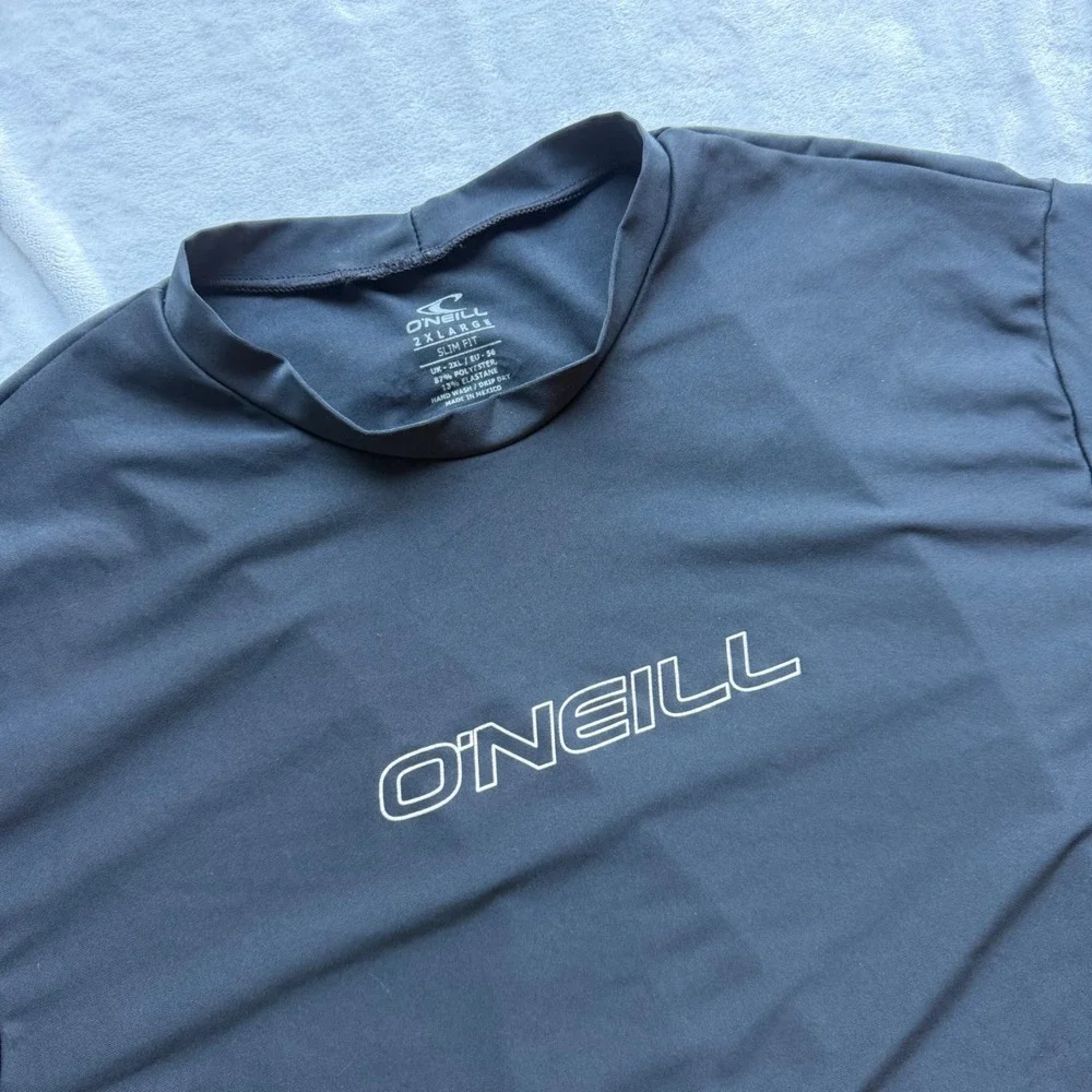 O'Neill Rash Guard Mens 2XL Black Basic Skins Slim Fit Long Sleeve UPF 50+ Surf